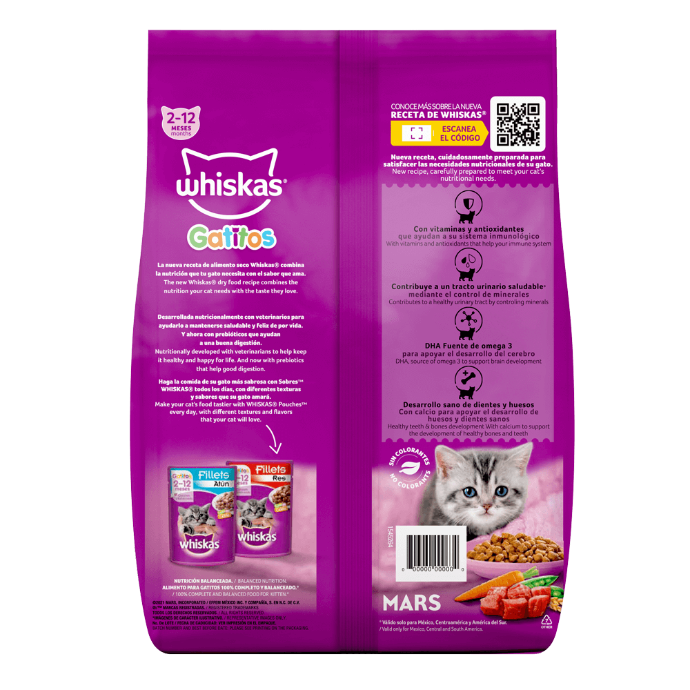 Whiskas® Alimento Seco para Gatitos Carne - 2