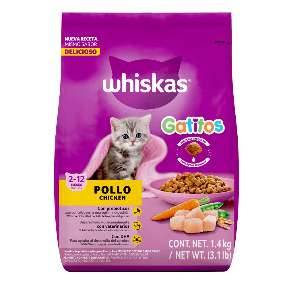 Whiskas® Alimento Seco para Gatitos Pollo - 1
