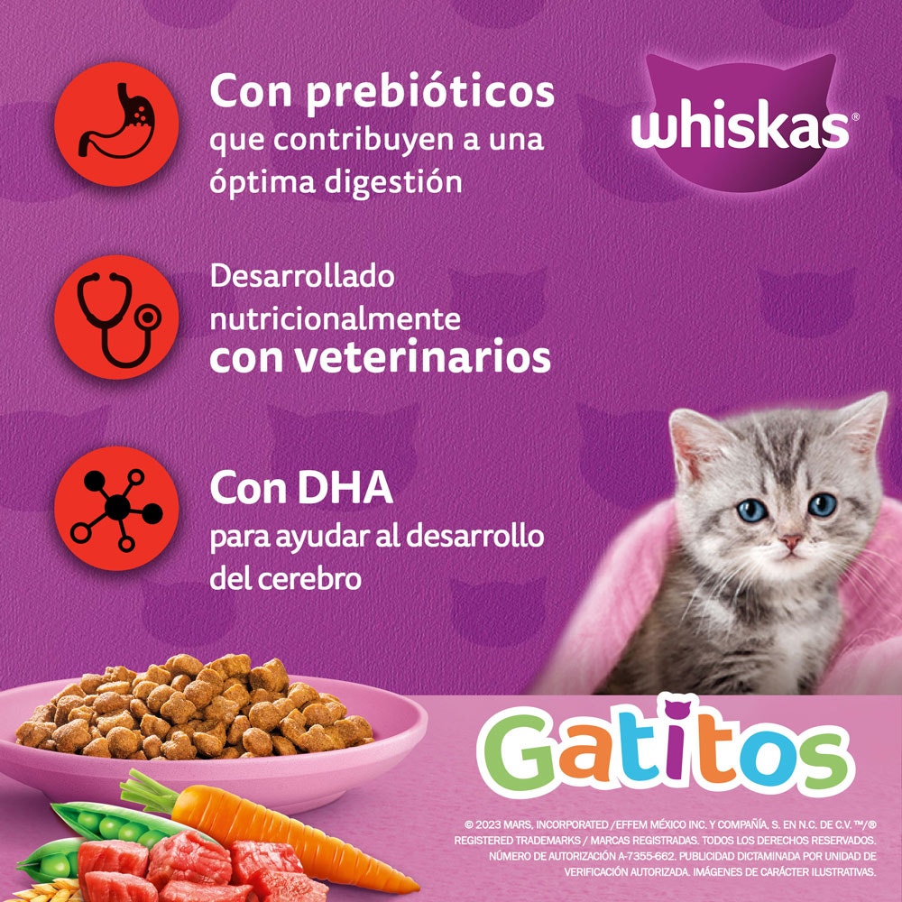 Whiskas® Alimento Seco para Gatitos Carne - 3