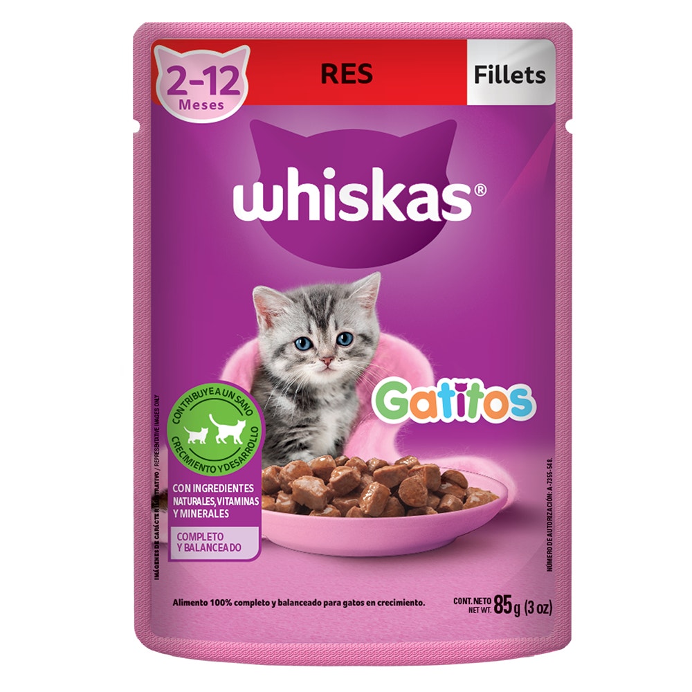 Whiskas® Alimento Húmedo para Gatitos Res en Fillets - 1