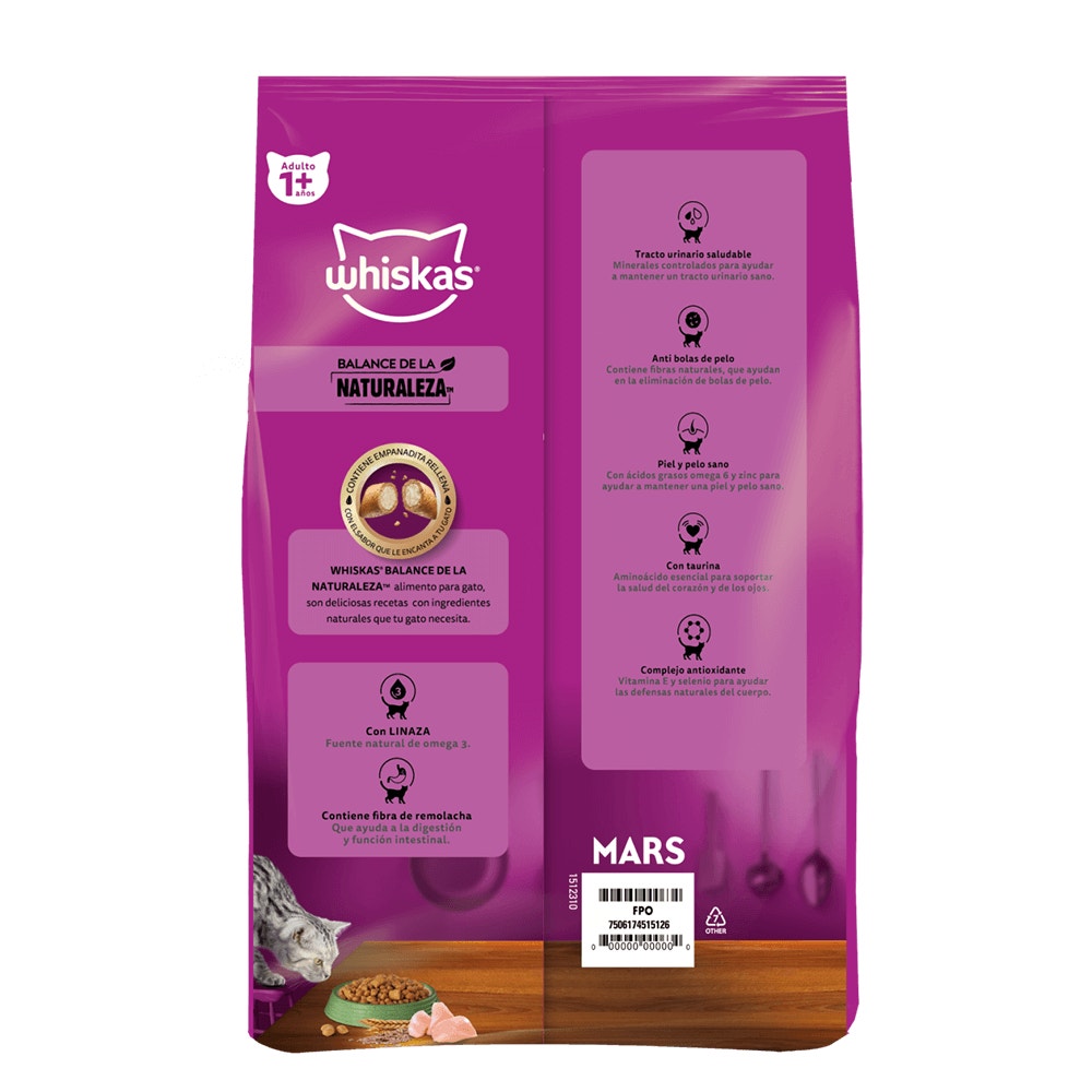 WHISKAS® Alimento Seco Para Gatos Adultos Balance de la Naturaleza Pollo - 2