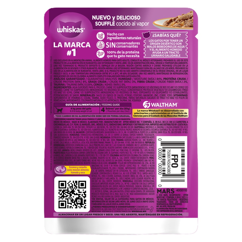 Sobres para gatos Whiskas: soufflé sabor Pavo y Pollo - 2
