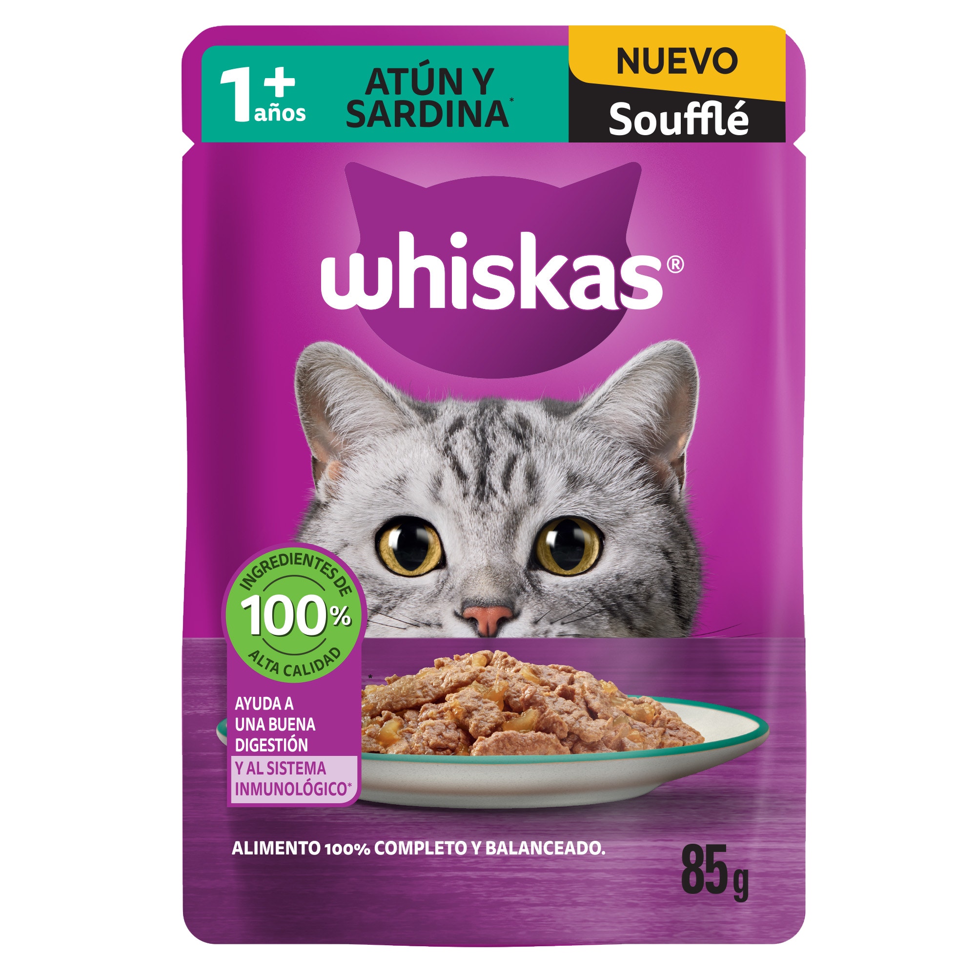 Sobres para gatos Whiskas: soufflé sabor Atún y Sardina - 1