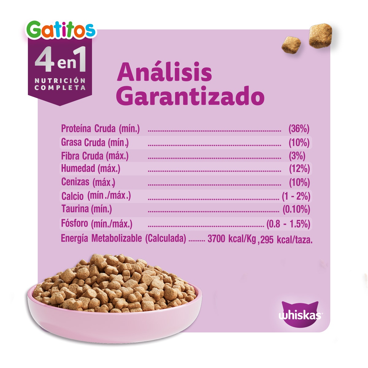 Alimento Seco para Gatitos Whiskas® 4 en 1: Nutrición Completa y Balanceada Sabor Pollo - 4