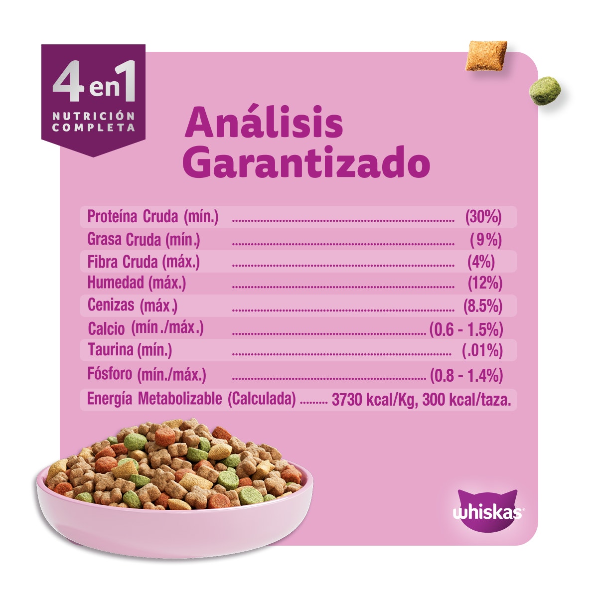 Whiskas® 4 en 1 Alimento Seco para Gatos Atún - 3