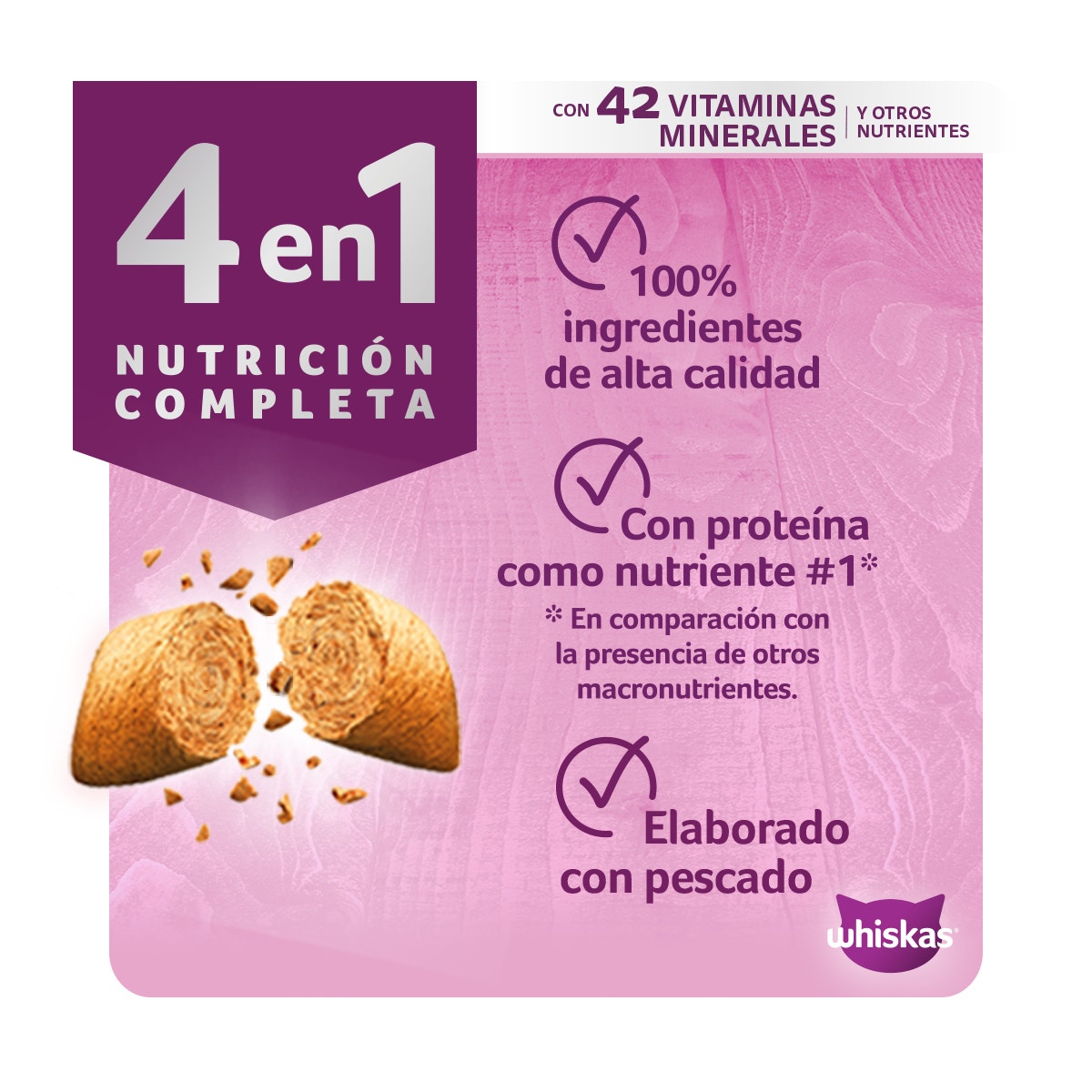 Whiskas® 4 en 1 Alimento Seco para Gatos Pescado - 3
