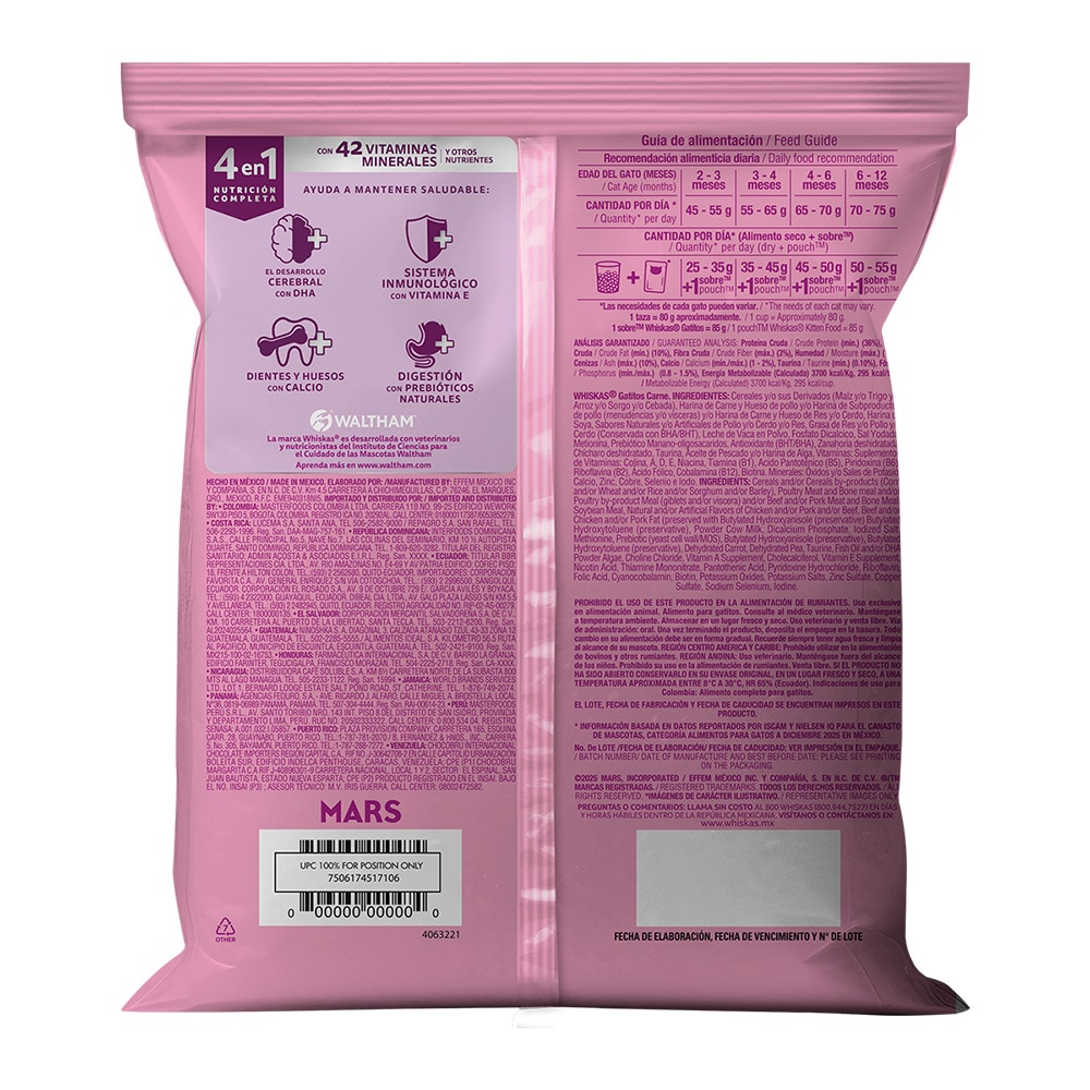 Whiskas® 4 en 1 Alimento Seco para Gatitos Carne - 2