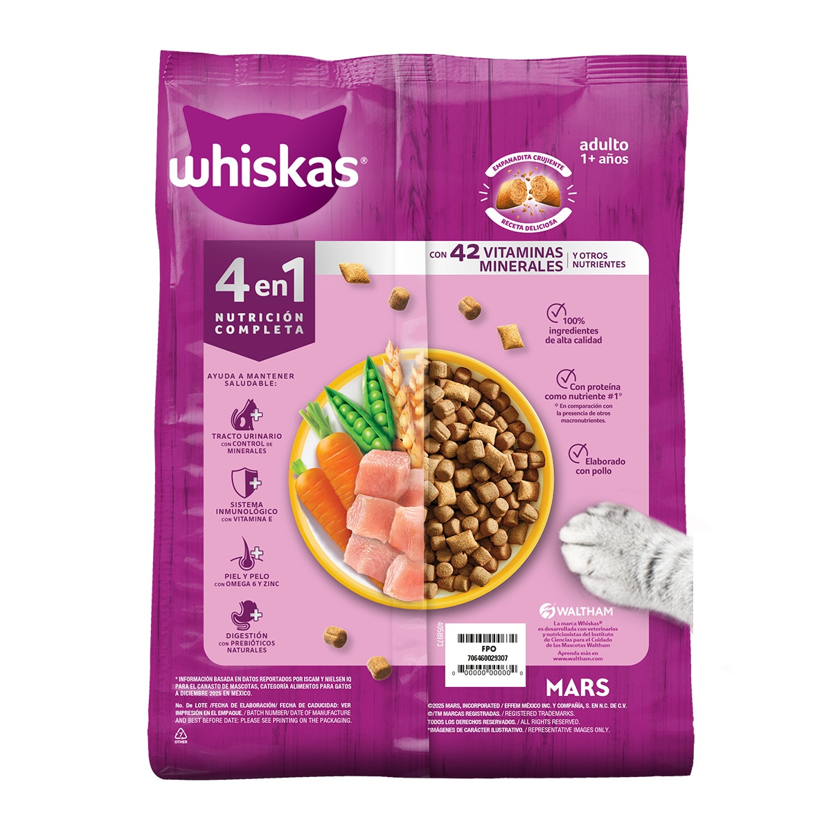 Whiskas® 4 en 1 Alimento Seco para Gatos Pollo - 2