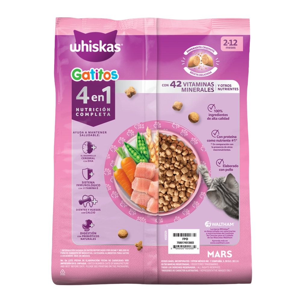 Alimento Seco para Gatitos Whiskas® 4 en 1: Nutrición Completa y Balanceada Sabor Pollo - 2