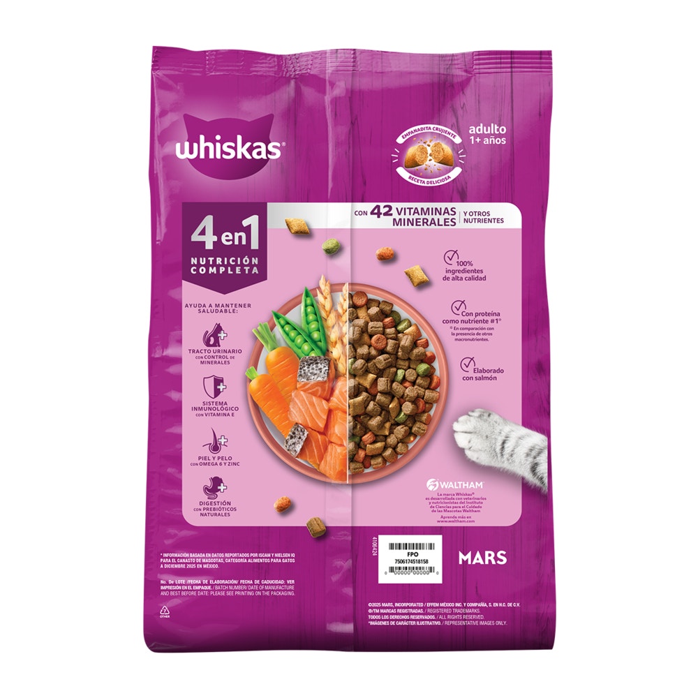 Whiskas® 4 en 1 Alimento Seco para Gatos Salmón - 2