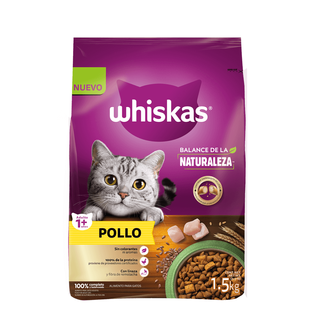 WHISKAS® Alimento Seco Para Gatos Adultos Balance de la Naturaleza Pollo