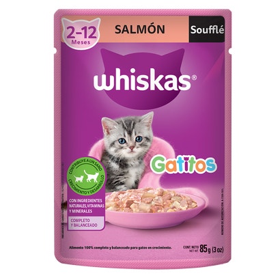 Whiskas® Alimento Húmedo para Gatitos Salmón en Soufflé