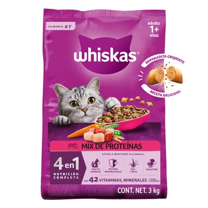 Whiskas® 4 en 1 Alimento Seco para Gatos Mix de proteínas