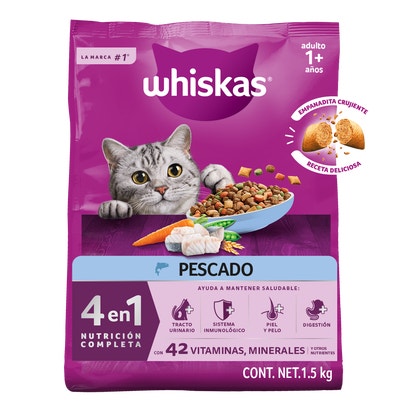 Whiskas® 4 en 1 Alimento Seco para Gatos Pescado