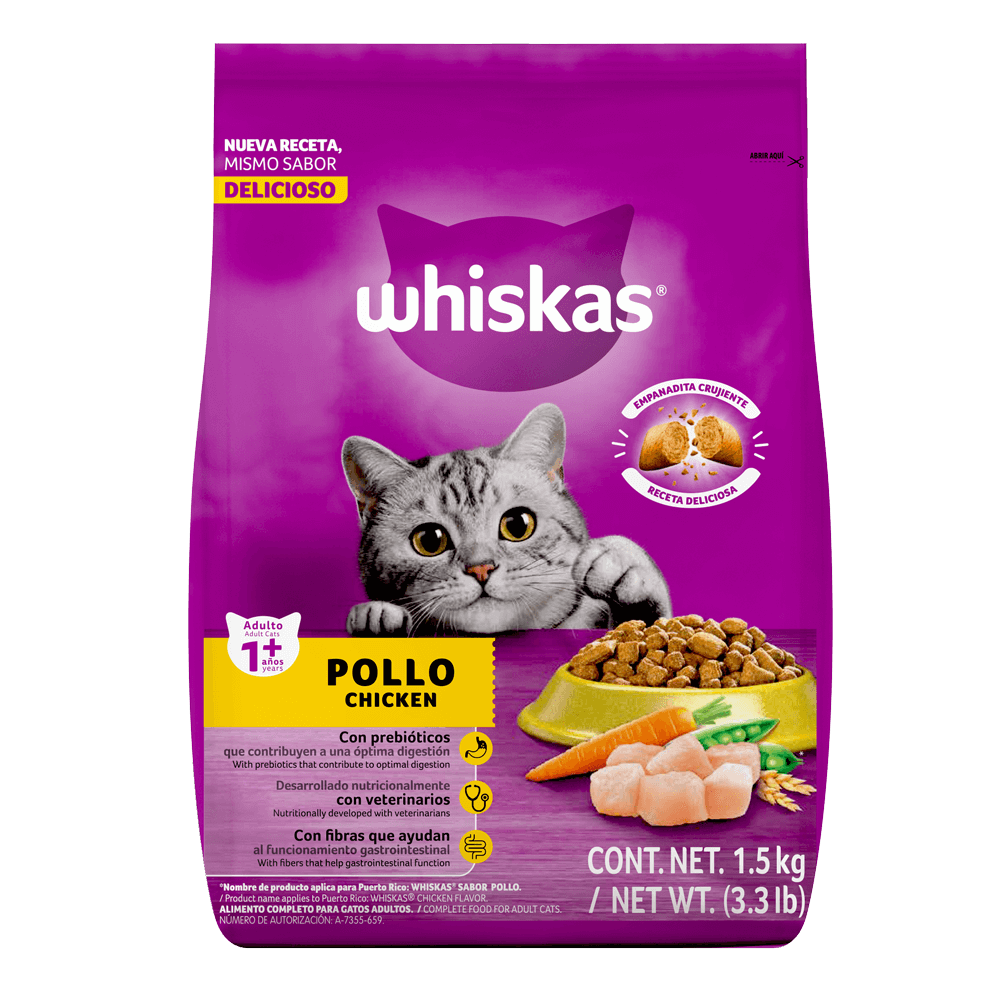 Whiskas® Alimento Seco para Gatos Pollo 
