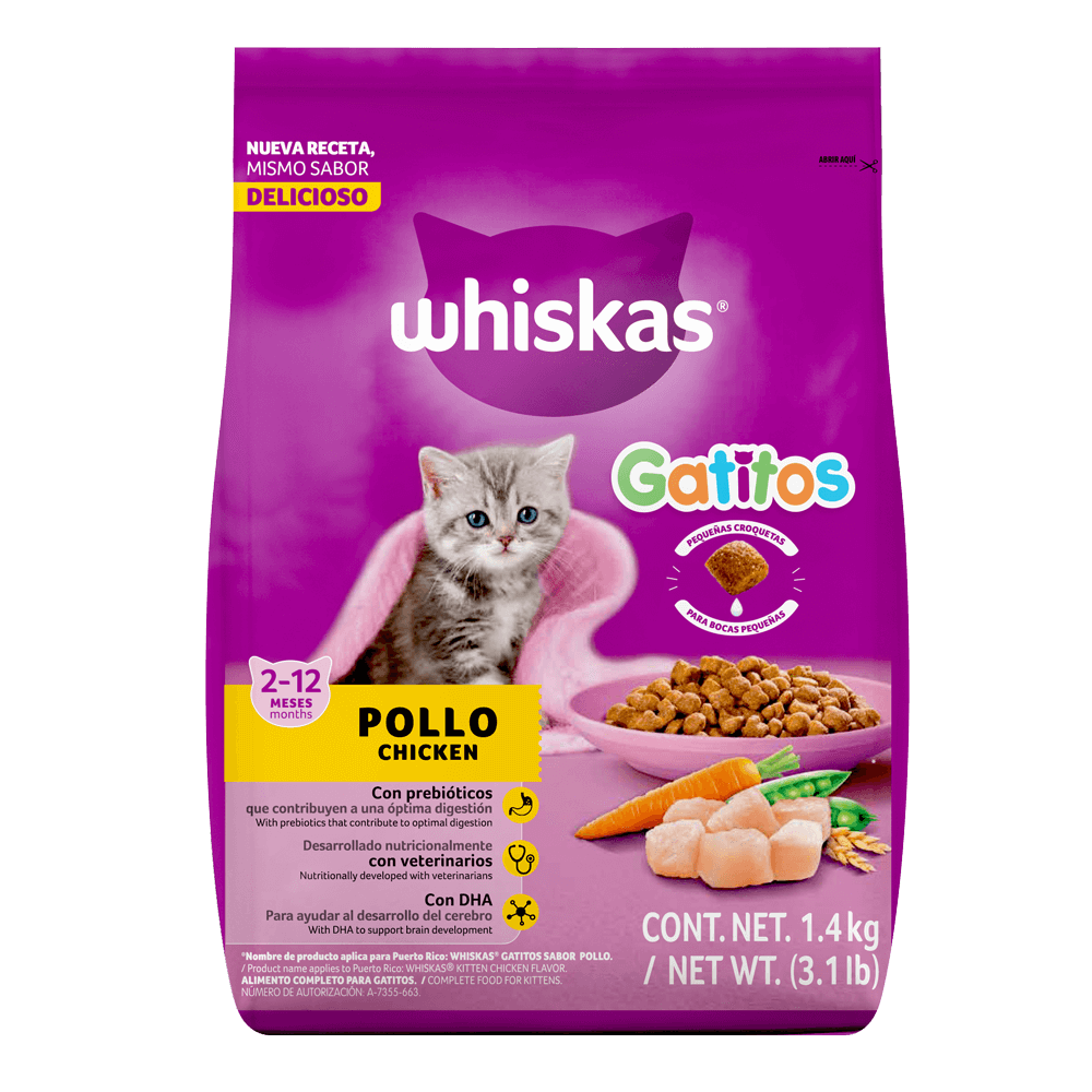 Whiskas® Alimento Seco para Gatitos Pollo 