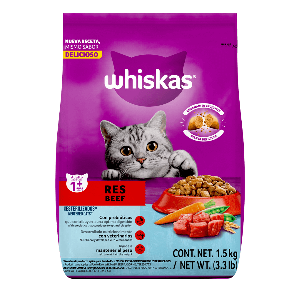 Whiskas® Alimento Seco para Gatos Esterilizados Res - 1