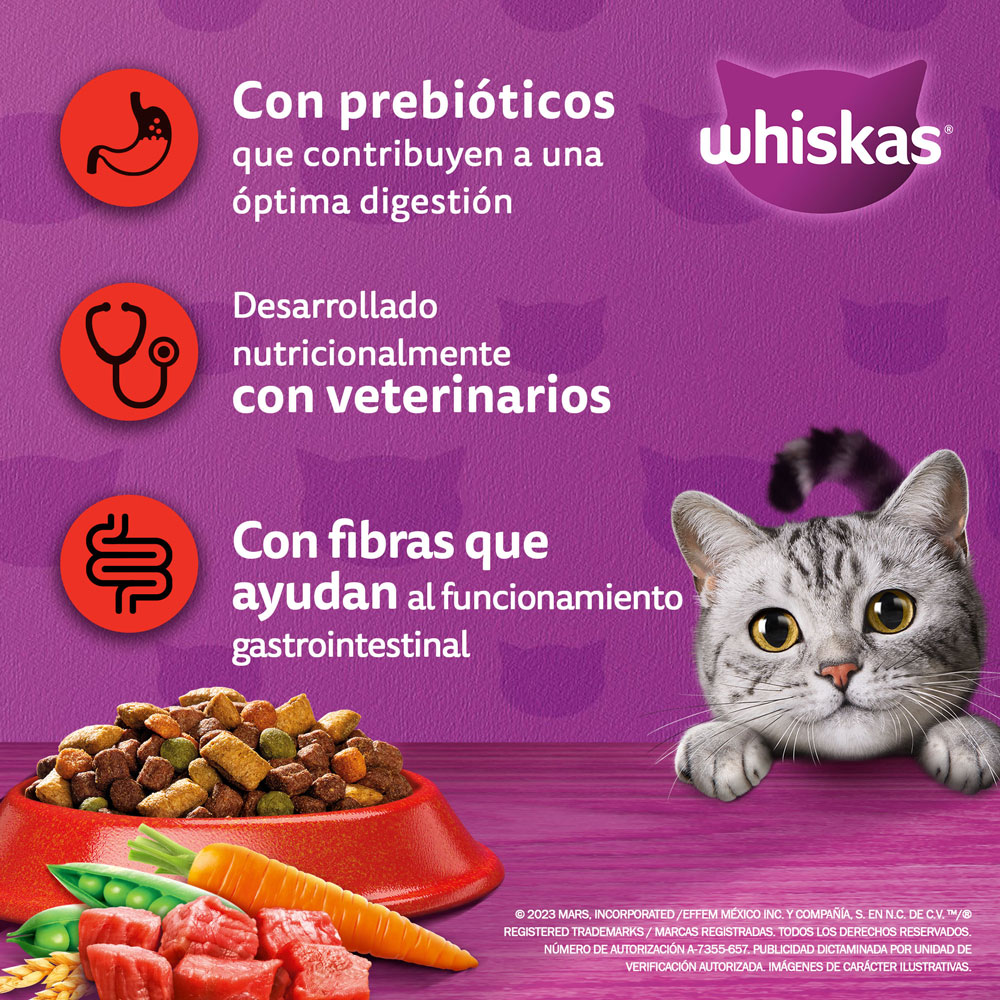 Whiskas® Alimento Seco para Gatos Carne La Receta Original - 3