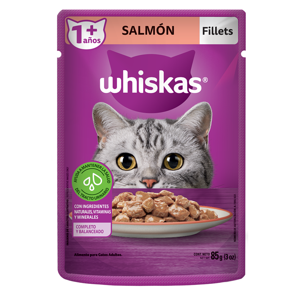 Whiskas® Alimento Húmedo para Gatos Salmón en Soufflé