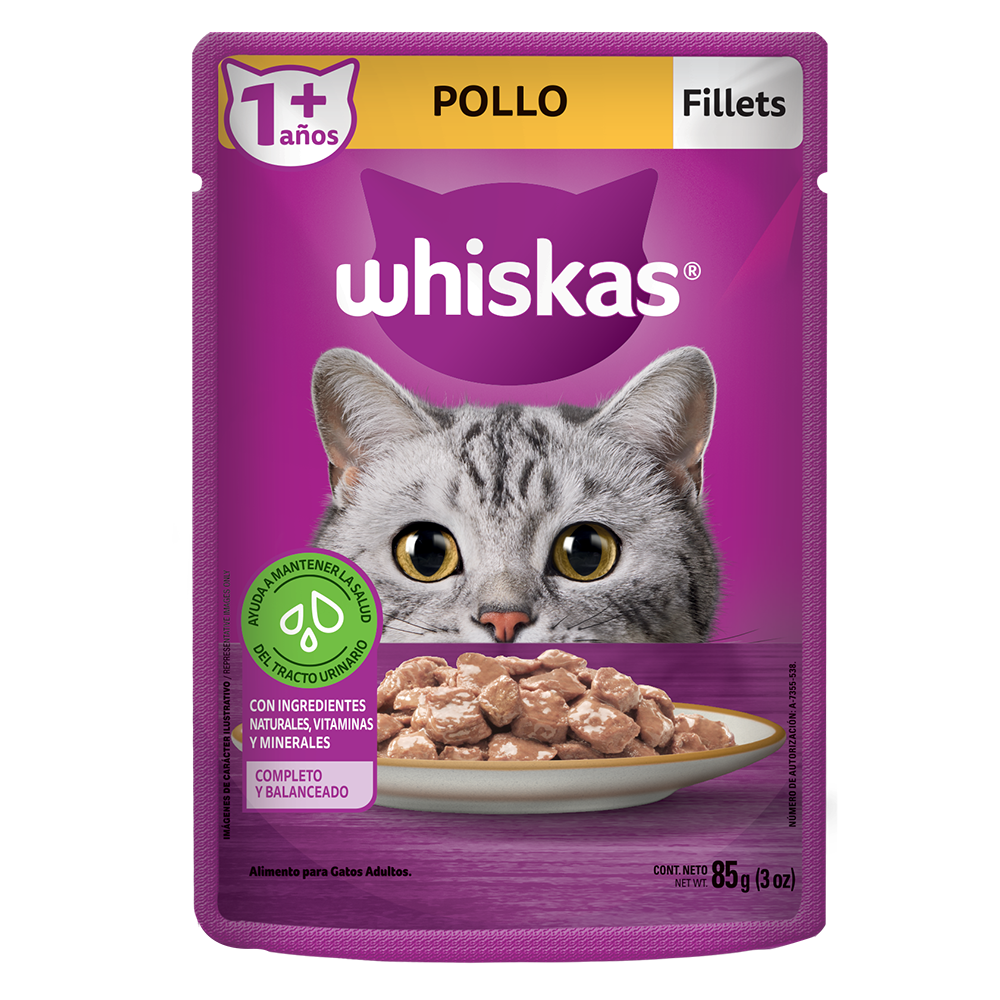 Whiskas® Alimento Húmedo para Gatos Pollo en Fillets - 1