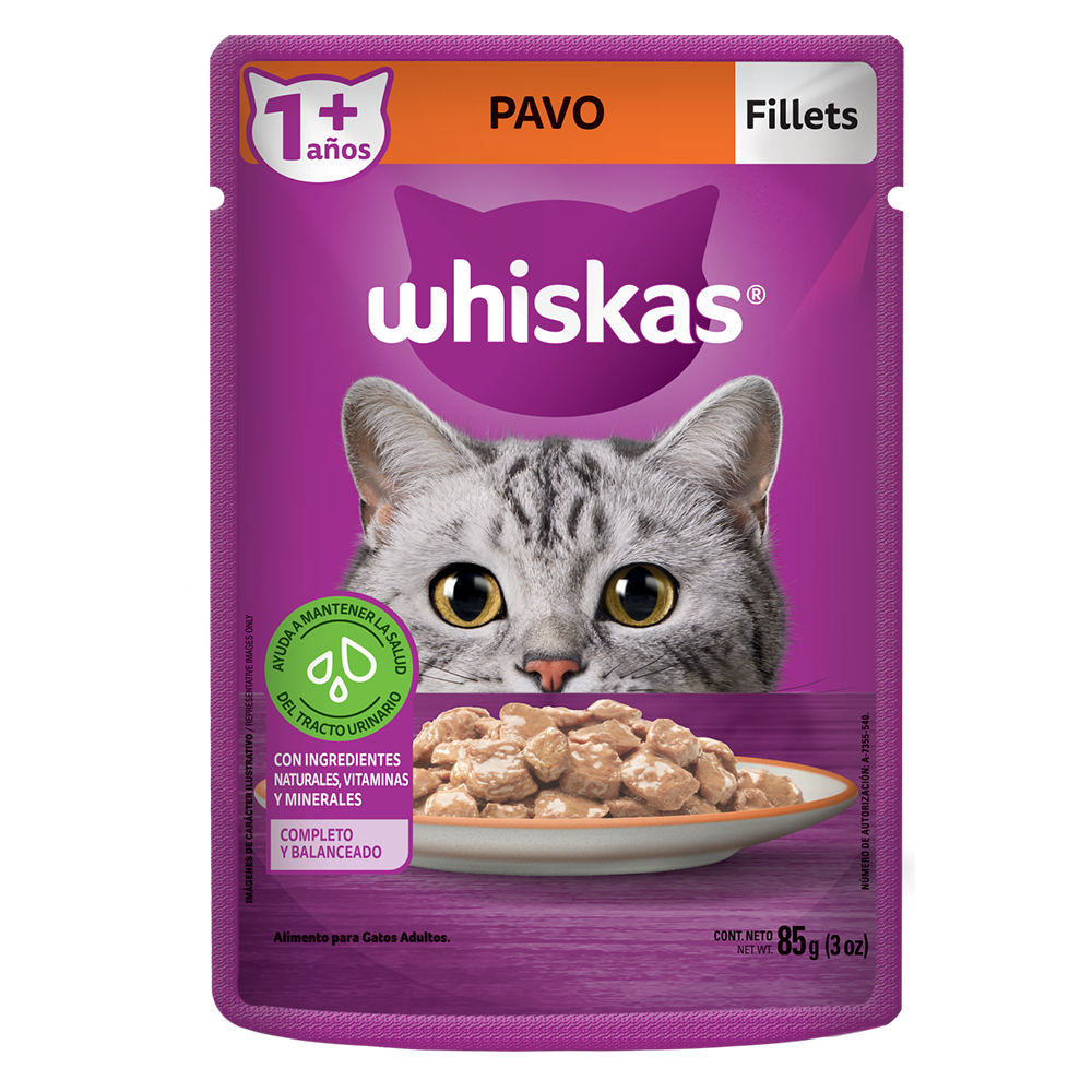 Whiskas® Alimento Húmedo para Gatos Pavo en Fillets
