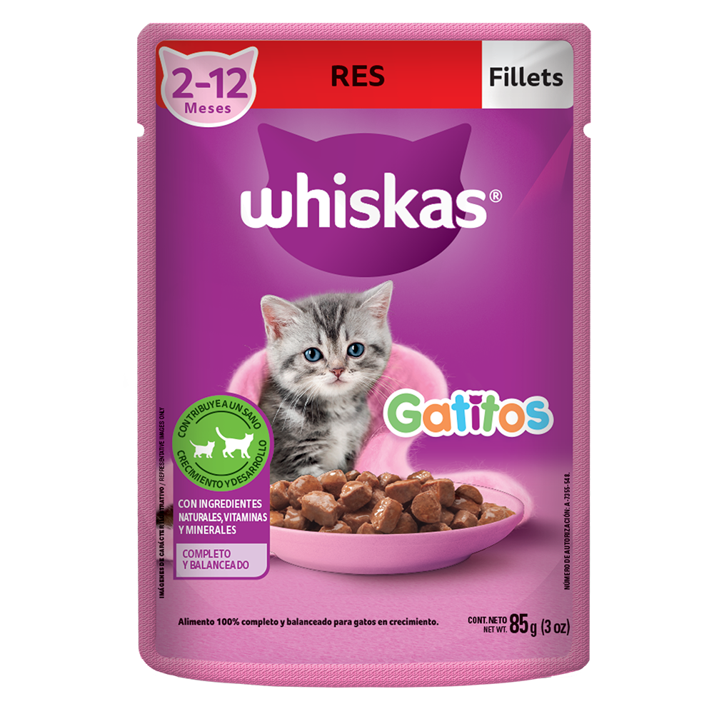 Whiskas® Alimento Húmedo para Gatitos Res en Fillets