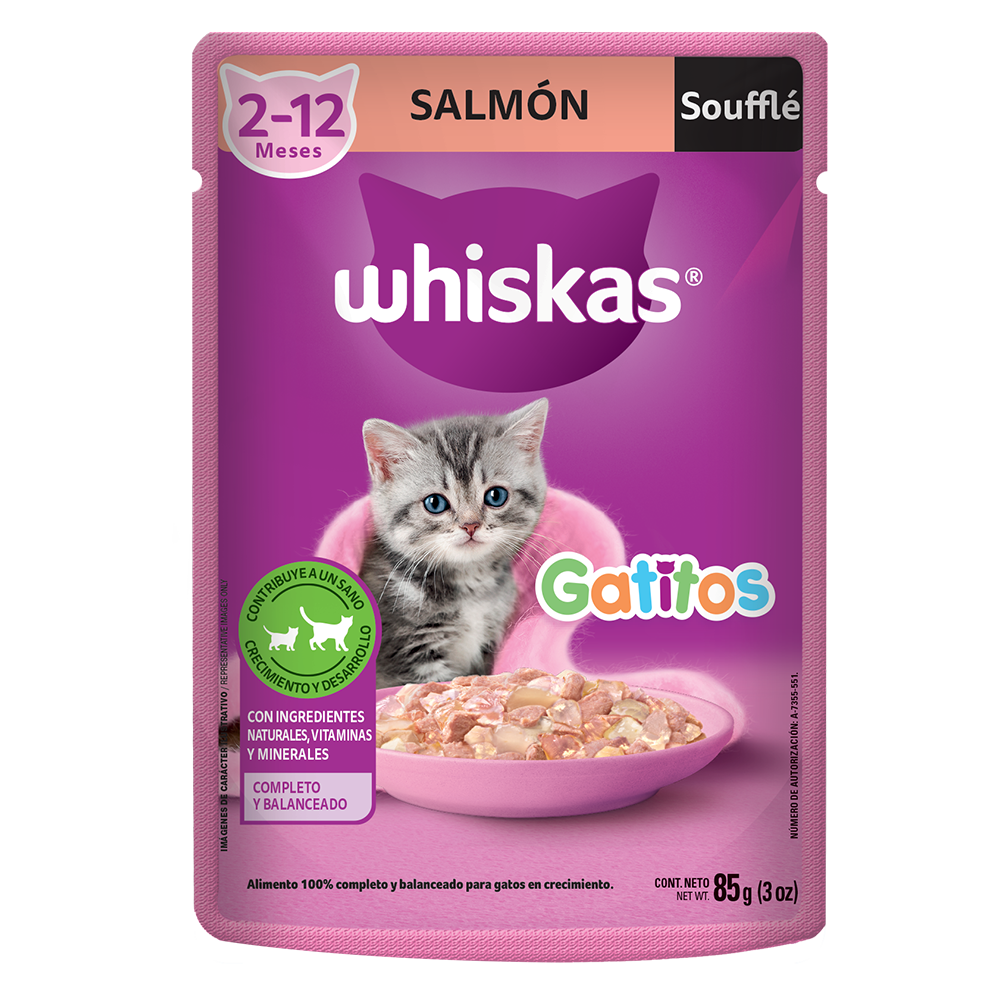 Whiskas® Alimento Húmedo para Gatitos Salmón en Soufflé